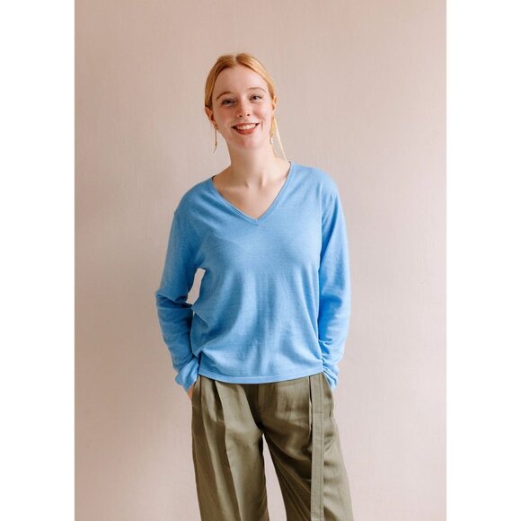 Colorush Size S V-Neck Lightweight Sweater Cotton Silk Cashmere Pebble Gray - Picture 9 of 9